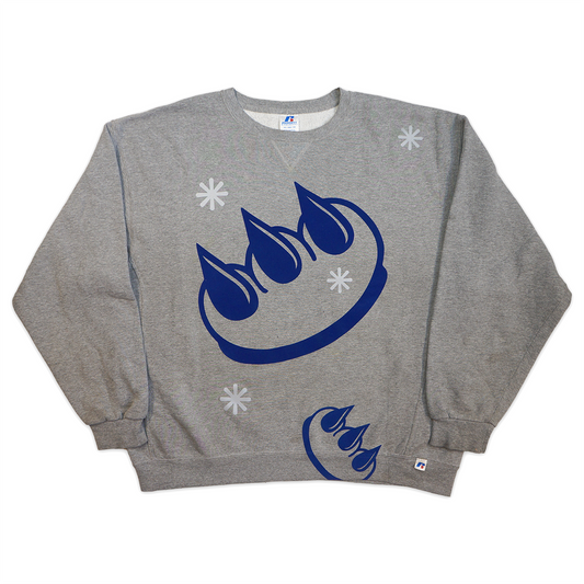 CLAW LOGO CREWNECK (ROYAL BLUE FLOCK ON GREY)