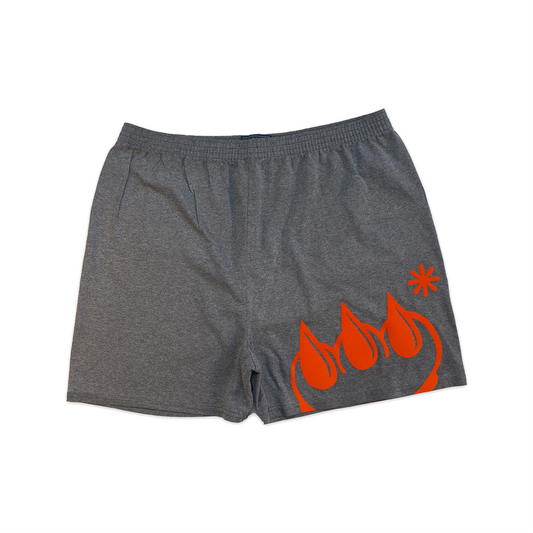 FLOCKED CLAW GYM SHORTS (GREY)