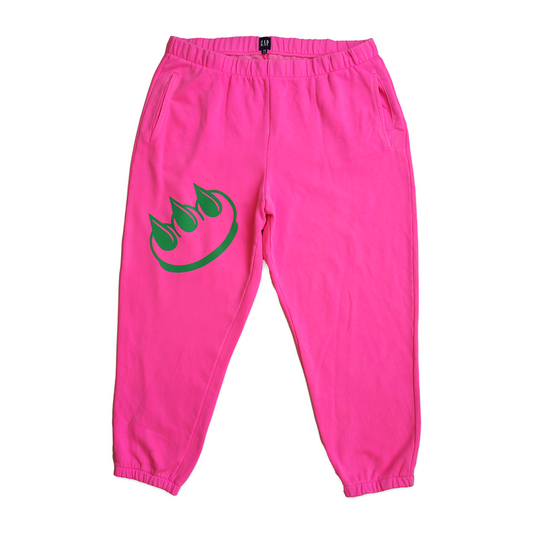 REFLECTIVE CLAW GAP JOGGERS (GREEN 3M ON PINK)