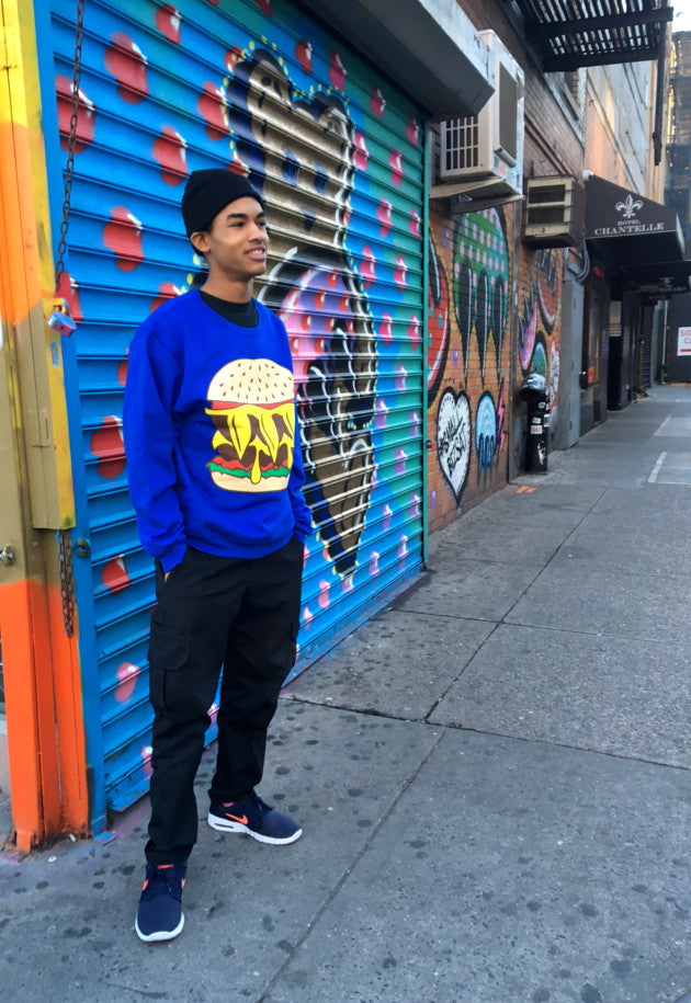 CLAWBURGER ROYAL BLUE CREW NECK