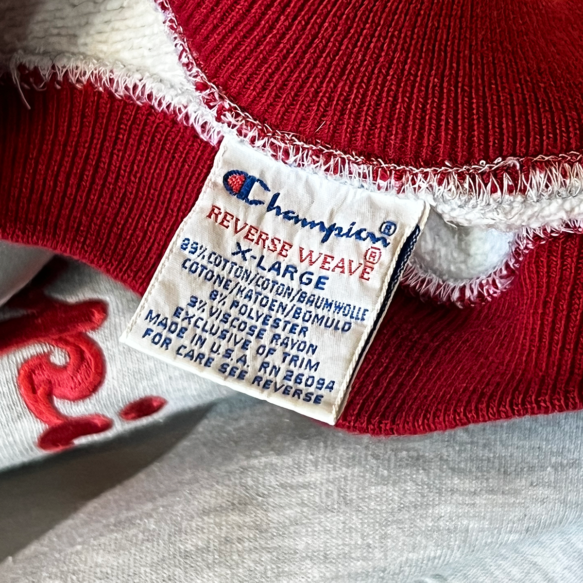 REFLECTIVE REVERSE WEAVE CHAMPION HEATHER CLAW CREWNECK