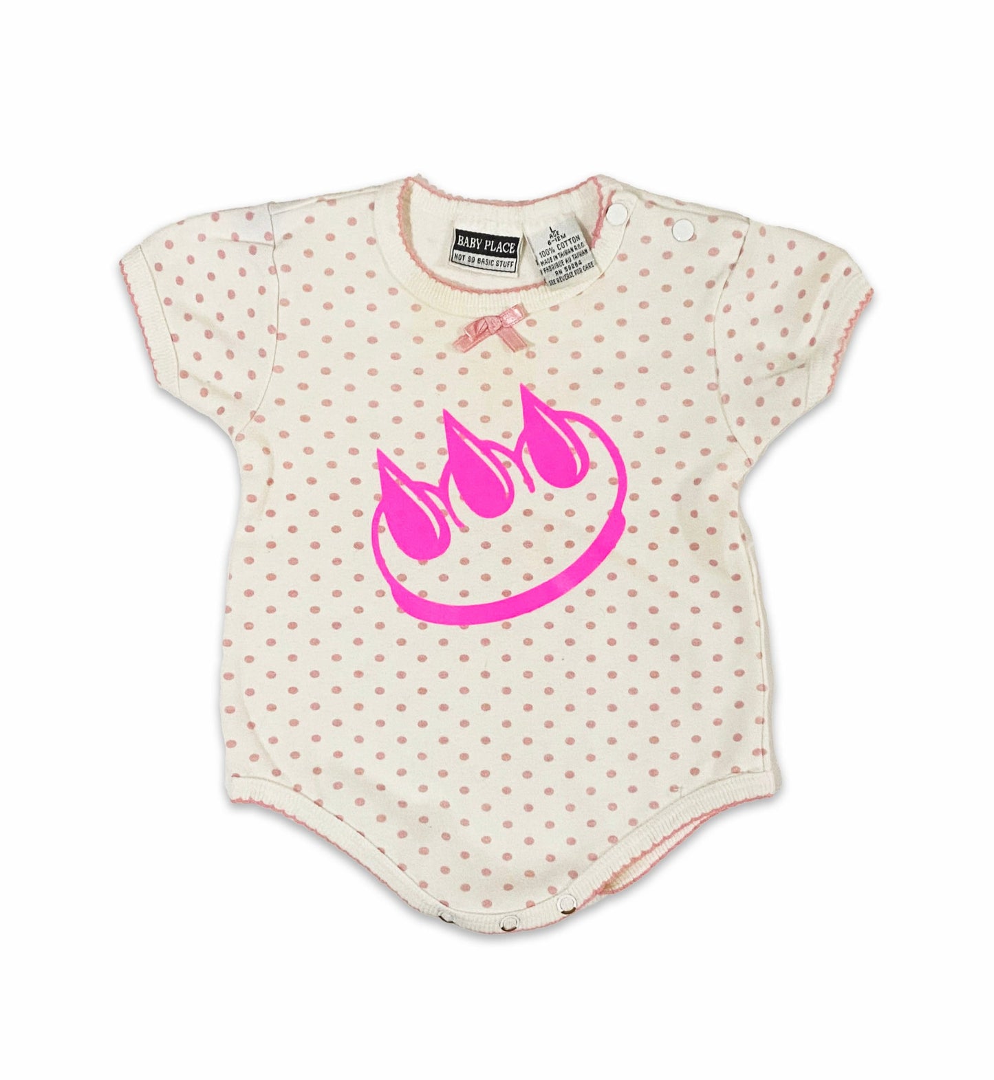 CLAW MONEY PINK POLKA DOT BABY ONESIE