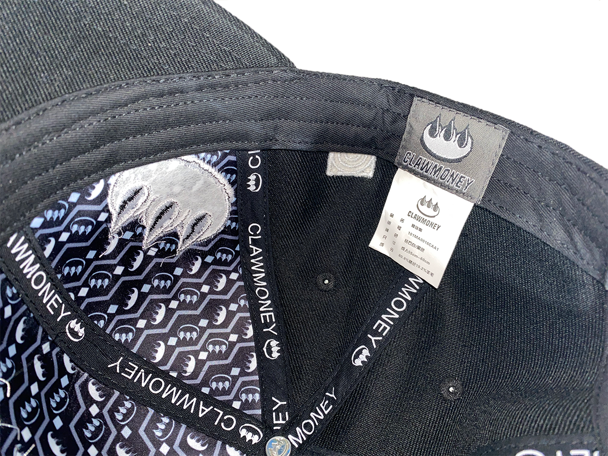 BLACK EMBROIDERED CLAW MONEY HAT