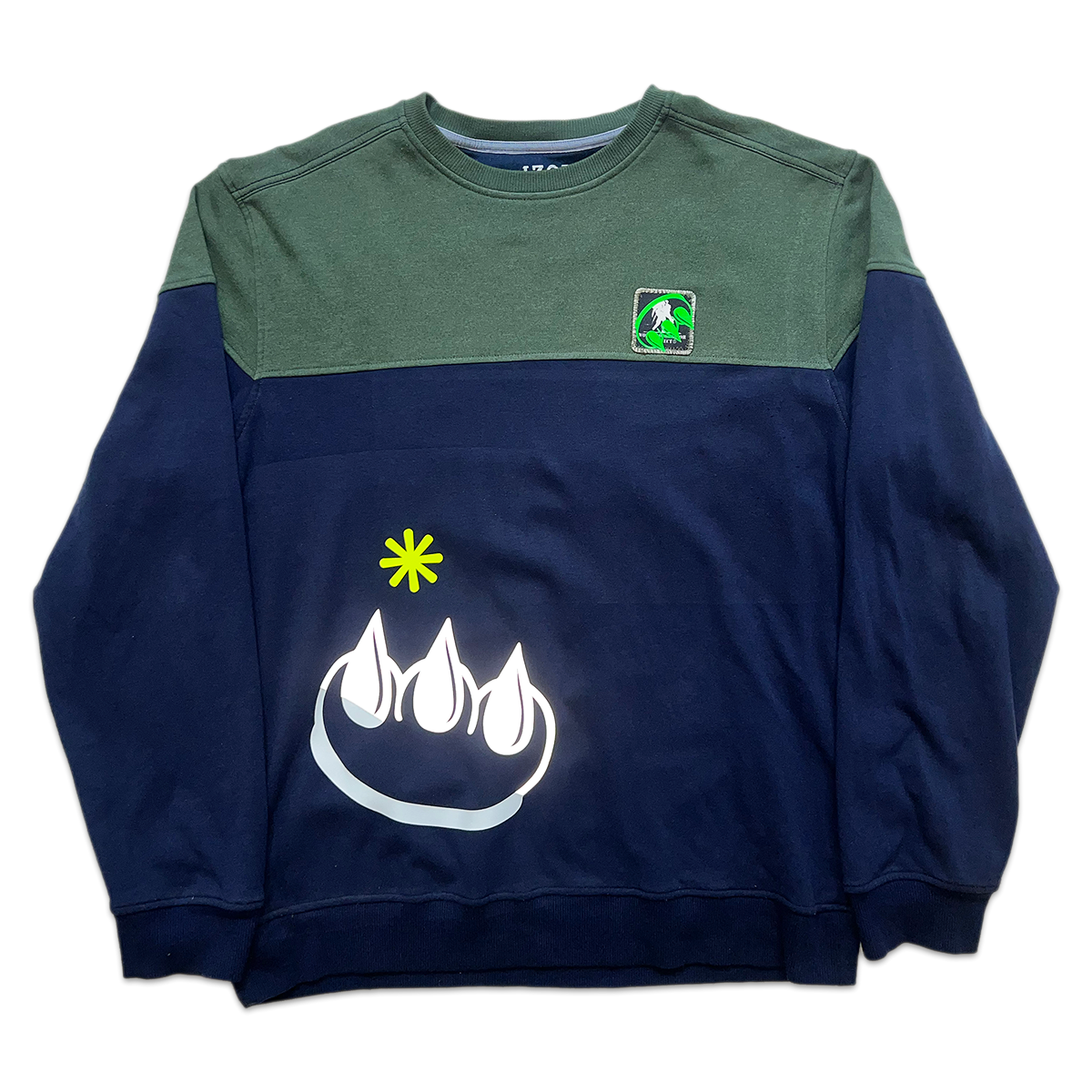 VINTAGE NAVY & ARMY GREEN SPLIT CLAW CREWNECK