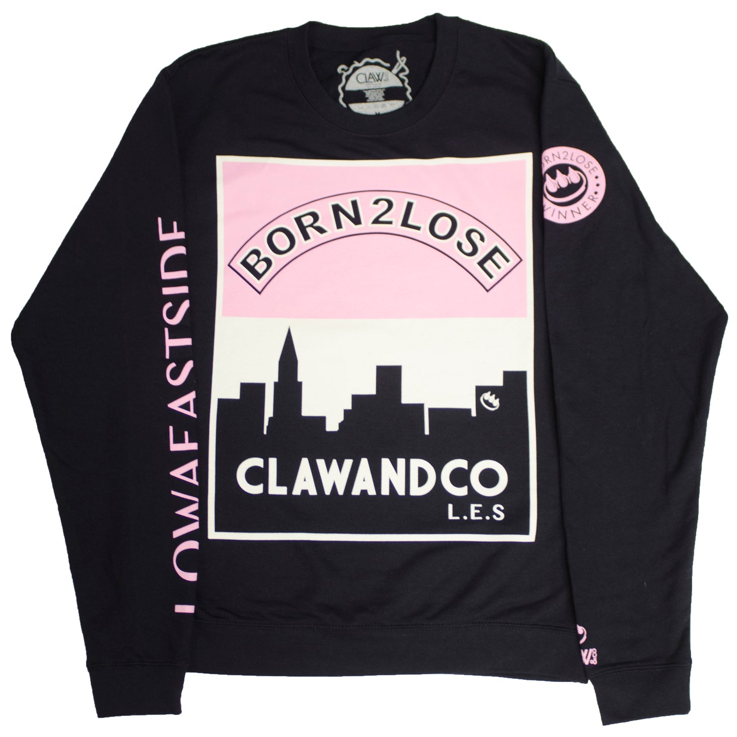 BORN2LOSE PINK & NAVY CREW NECK