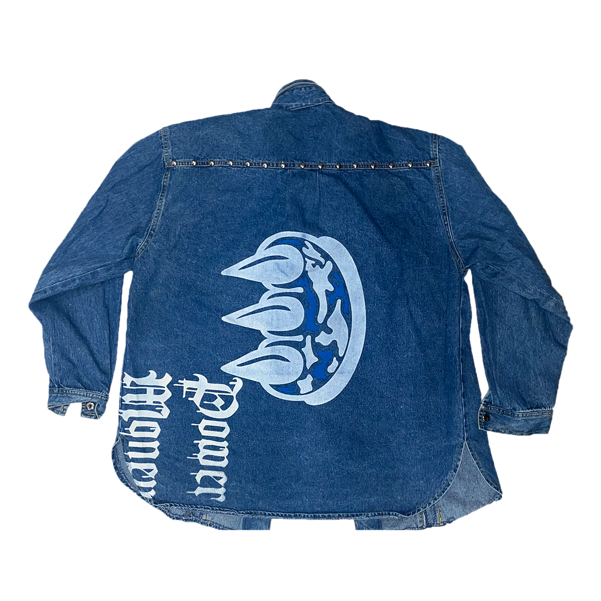 CLAW PMS DENIM JEWELED BUTTON DOWN SHIRT