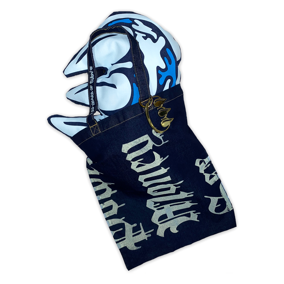 CLAWS DENIM SLEEPOVER KIT - DENIM PILLOW & TOTE + KEYCHAIN