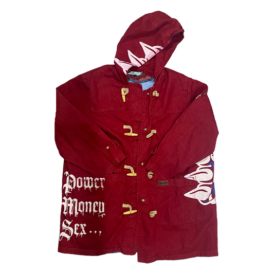 SCREEN PRINTED CLAW PMS RED DENIM JACKET