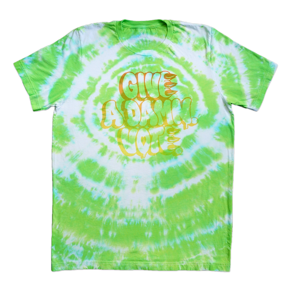 GIVE A DAMN VOTE X CLAW GREEN & ORANGE TIE DYE TEE