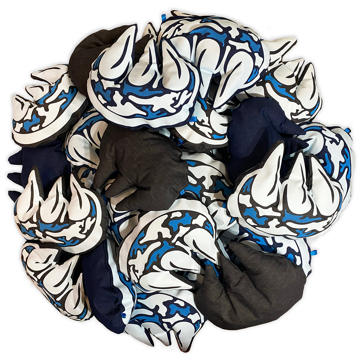 CLAW CUT & SEW SCREEN PRINTED DENIM CAMO PILLOW