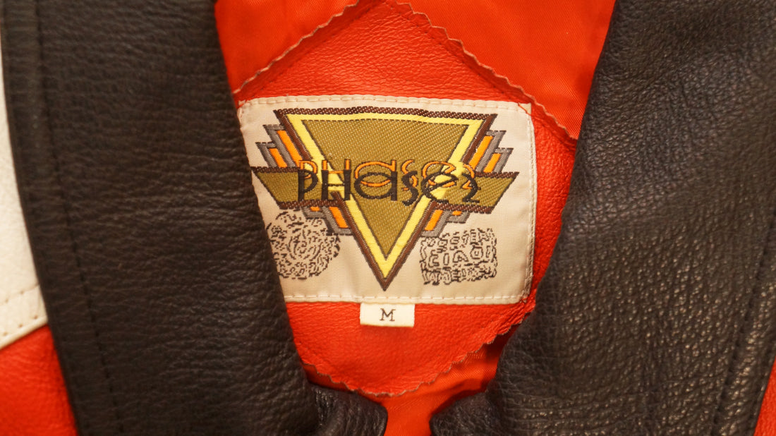 Vintage Red, White and Blue Leather "8 Ball" Jacket By Phase 2