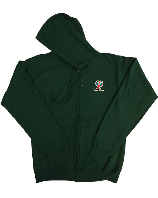 STAY WOKE Green zip hoodie