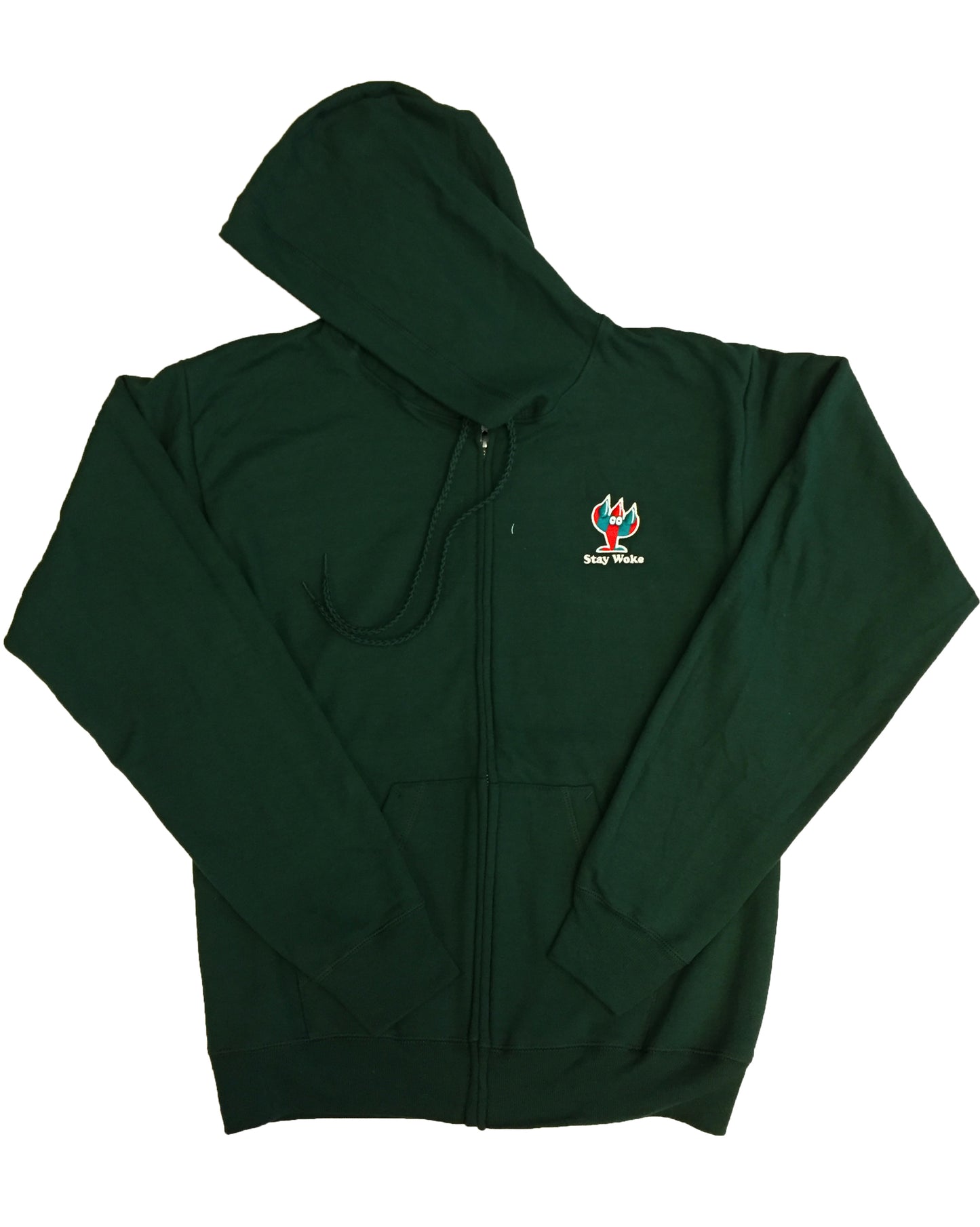 STAY WOKE Green zip hoodie