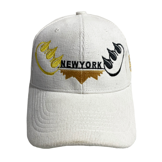 WHITE EMBROIDERED NY CLAW HAT