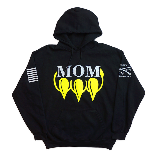 CLAW MOM LOGO HOODIE (FLUORESCENT YELLOW ON BLACK)