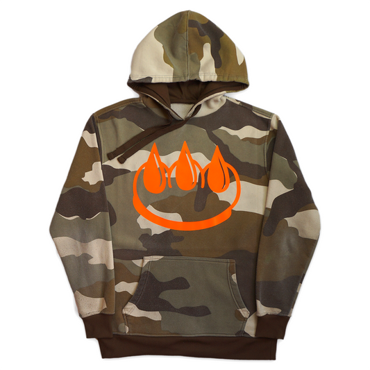 CAMO CLAW LOGO HOODIE (FLUORESCENT ORANGE ON BROWN CAMO