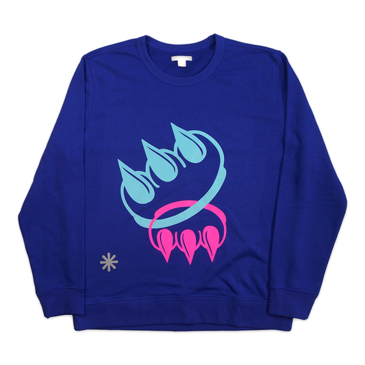 LINKED UP CLAW CREWNECK (BLUE & PINK ON PURPLE)