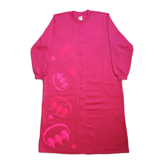 REFLECTIVE FLEECE CLAW BUTTON DOWN LONG COAT