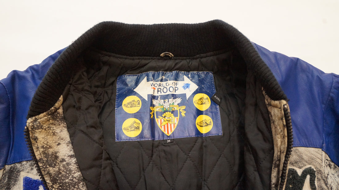 Vintage 1980's "Style By Troop" Blue & Black Leather TROOP Jacket