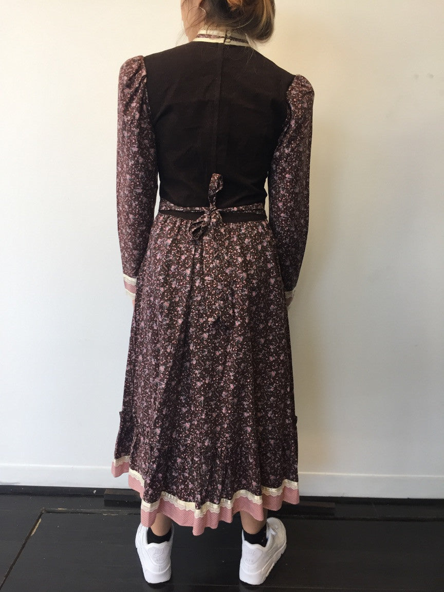 Vintage Corduroy Burgundy Dress