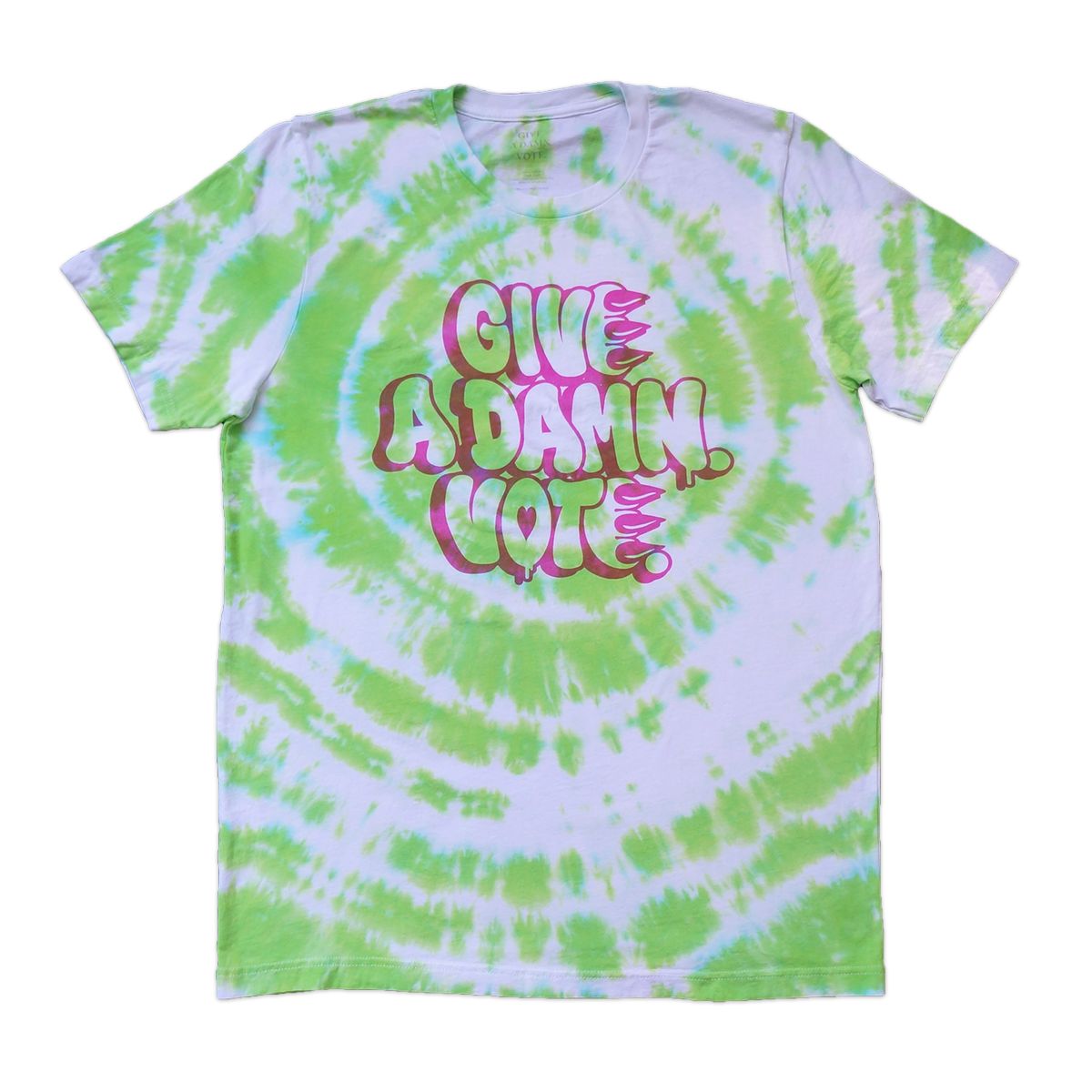 Copy of GIVE A DAMN VOTE X CLAW GREEN & PINK TIE DYE TEE