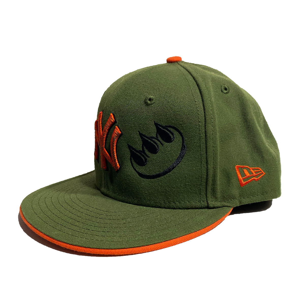 GREEN & ORANGE EMBROIDERED YANKEES CLAW FITTED HAT