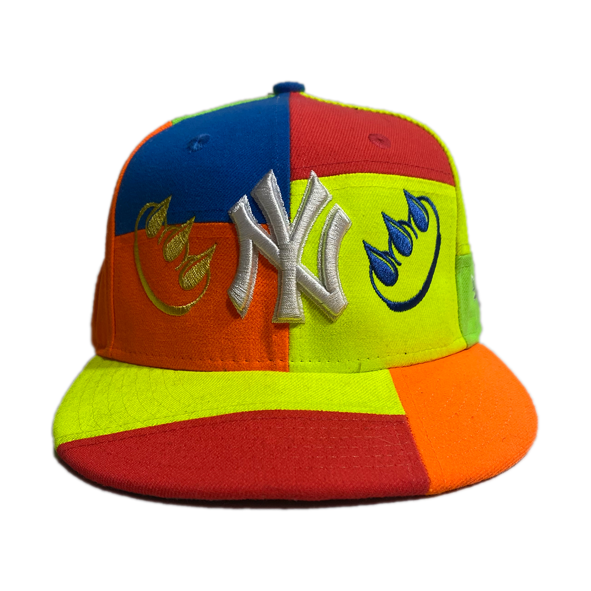 NEON COLOR BLOCK EMBROIDERED YANKEES CLAW SNAPBACK HAT