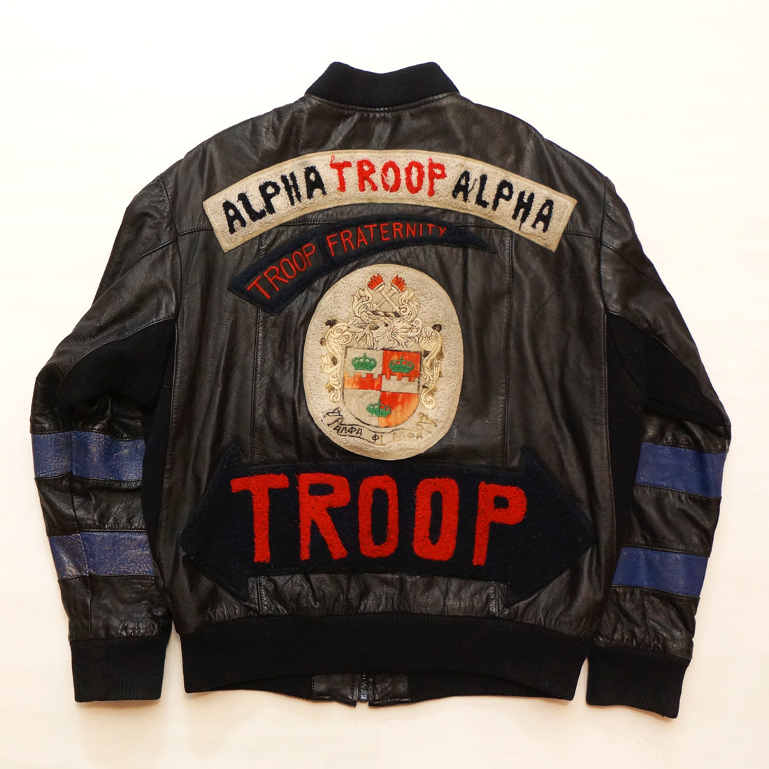Vintage "ALPHA TROOP ALPHA" (Blue & Black) Leather Troop Jacket